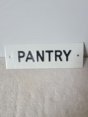 PANTRY Wall Sign - White with Black Lettering